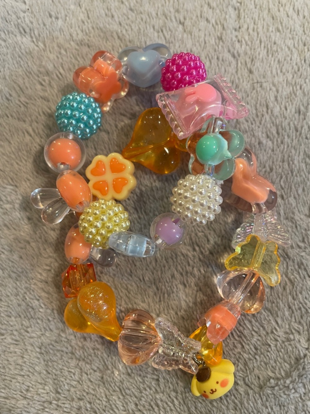 Kids Multicolor Beaded Stretch Bracelet - Cute Charm